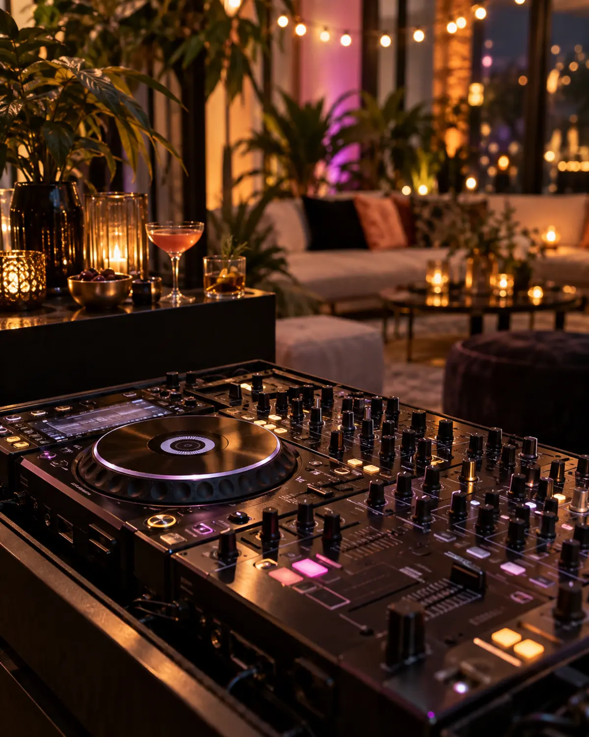 Professionelles DJ-Setup in persönlicher Atmosphäre für eine private Feier